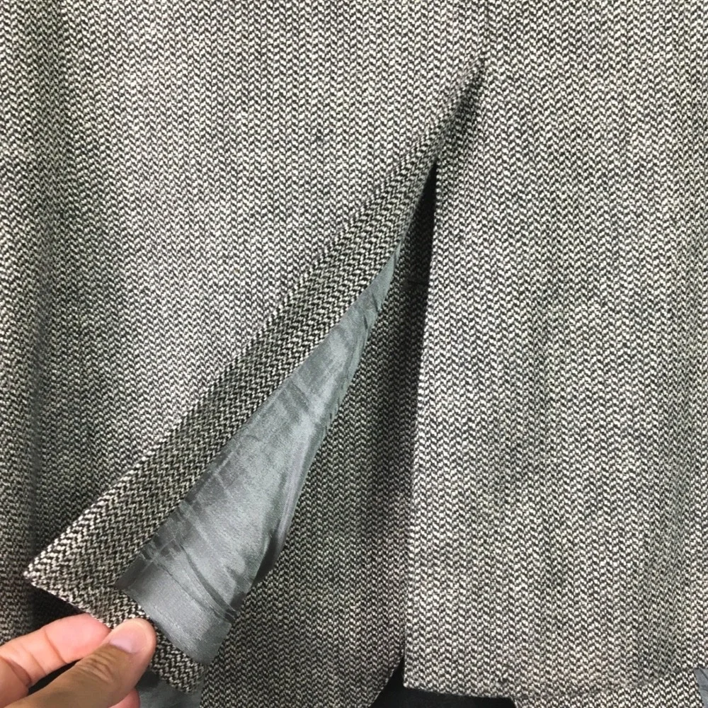 Towncraft‎ Herringbone Wool Silk Blend Blazer 40R Grey Black